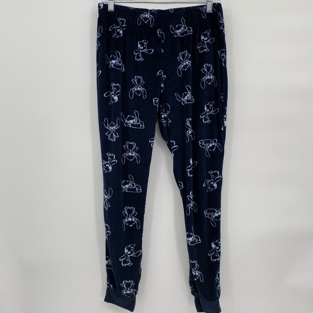 Disney Stitch Print Pajama Pants Jogger Navy Blue Size Medium